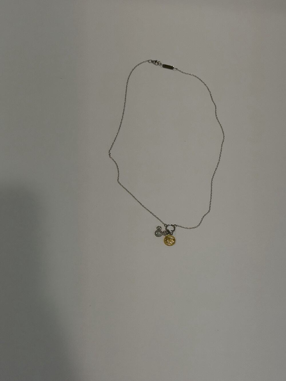 Disney 100 Mickey Mouse Necklace Sterling Silver Gold Plated Crystal Pendant